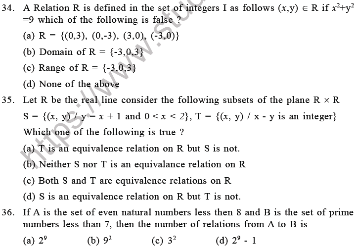 JEE Mathematics Relation And Functions MCQs Set C, Multiple Choice ...